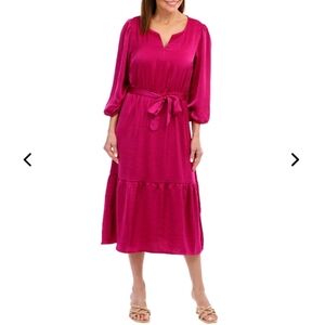 Lucky Brand Womens Tiered Midi Dress Size Medium